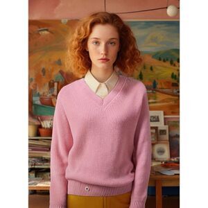 Sheep Inc. The V-Neck Sweater in Peony Pink Size L ( #3 ) NWOT
